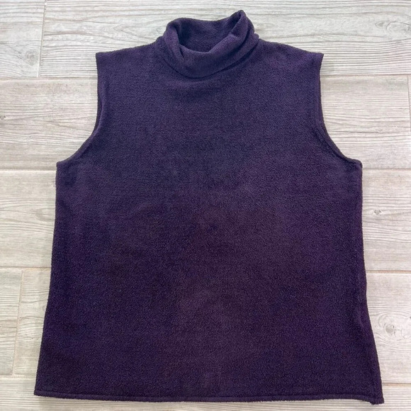 Eileen Fisher Womens Purple Sleeveless Turtleneck Sweater‎ Vest Size Large - Picture 1 of 7
